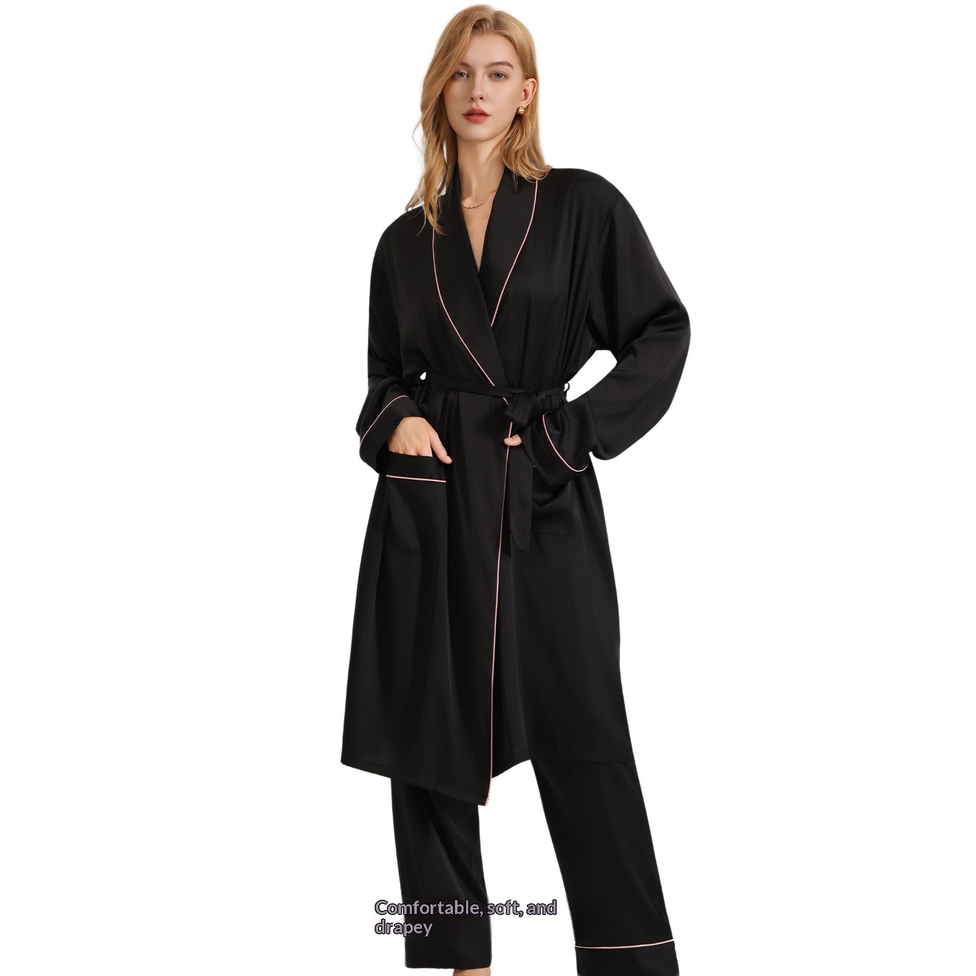 Women SpringSummer High-End Loungewear Long-Sleeve Robe - Image 5
