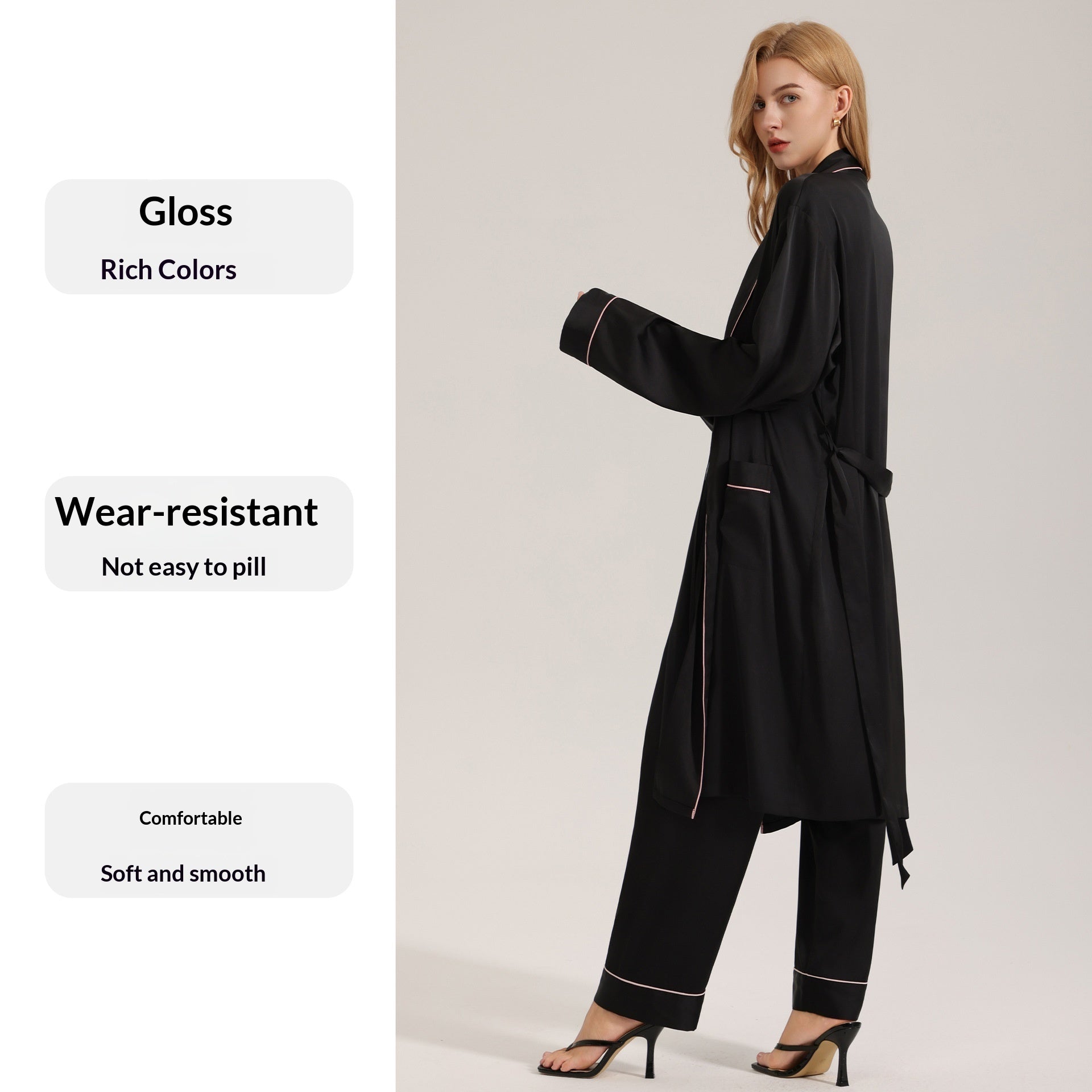 Women SpringSummer High-End Loungewear Long-Sleeve Robe - Image 2